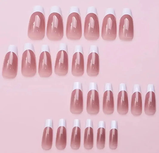 24 pcs French Milk Tea Nude Press On nails [With Glue Stickers Nail File]