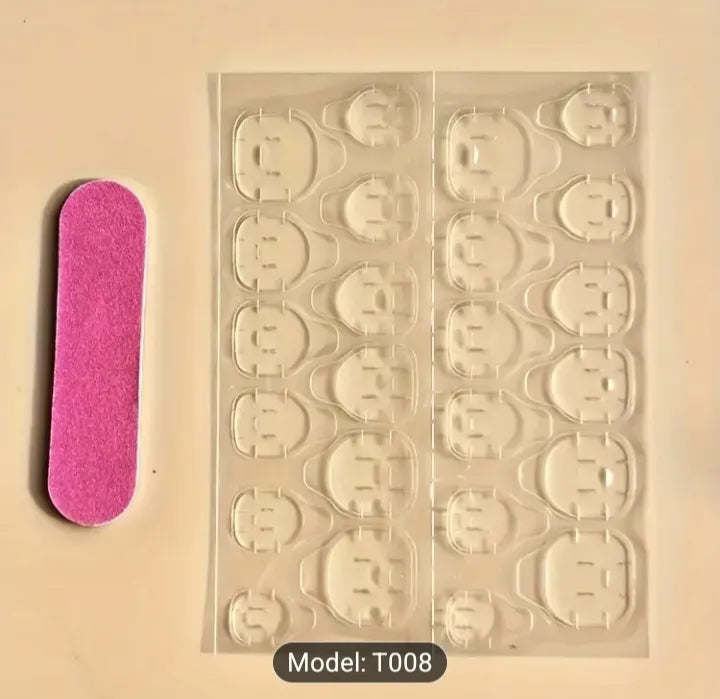 24 pcs French Milk Tea Nude Press On nails [With Glue Stickers Nail File]
