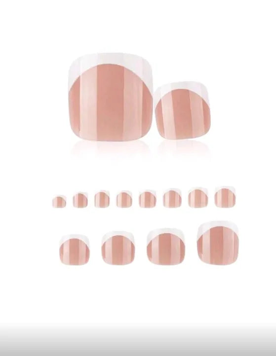 24 PCS French Press On Nails Toe nails Brown[With Glue Stickers Nail File]
