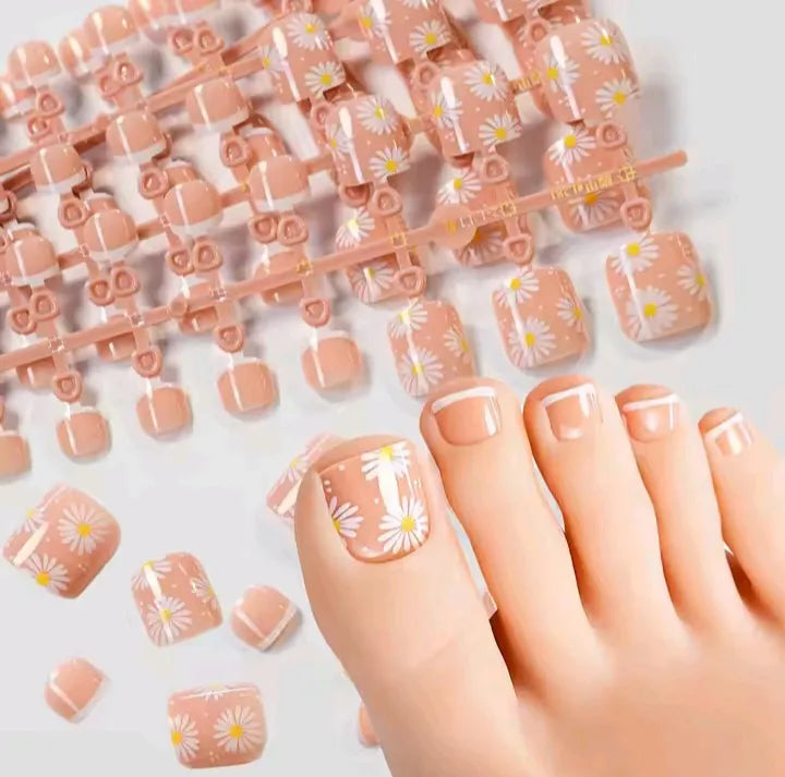 24 pcs Toe Nail Tips Press On Toe nails [With Glue Stickers Nail File]
