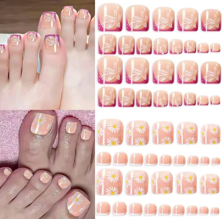 24 pcs Toe Nail Tips Press On Toe nails [With Glue Stickers Nail File]
