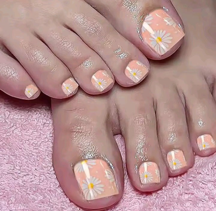 24 pcs Toe Nail Tips Press On Toe nails [With Glue Stickers Nail File]