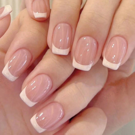 24 pcs square French press on nails [with nail glue sheet]