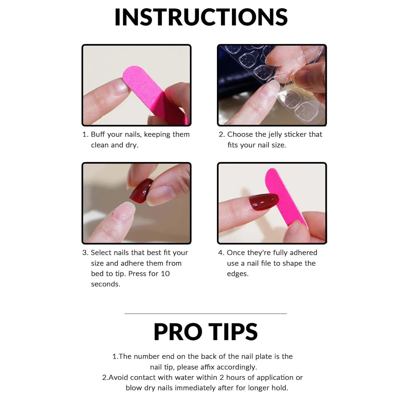 24 pcs square French press on nails [with nail glue sheet]