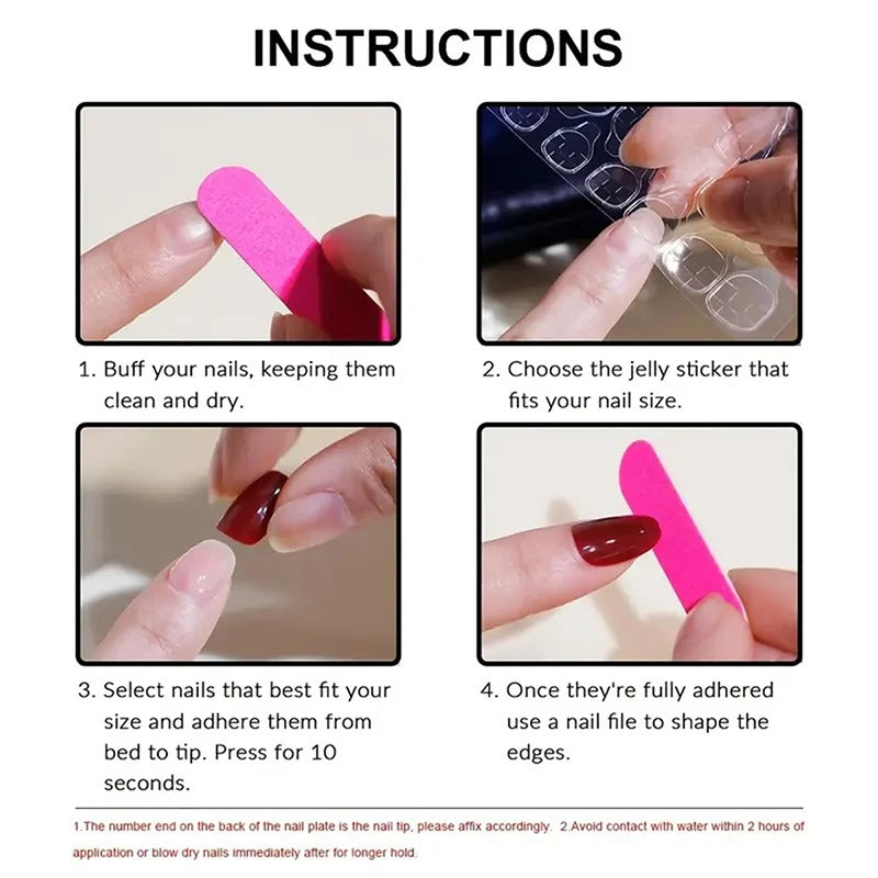 24pcs Burgundy Almond Press on Nails[with nail glue stickers and mini file]